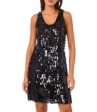Vince Camuto Sequin V-Neck Sleeveless Mini Dress