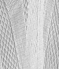 Vince Camuto Short Sleeve Mesh Net Fringe Tie Front Topper