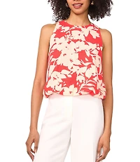 Vince Camuto Sleeveless Crew Neckline Balloon Hem Linen Tank