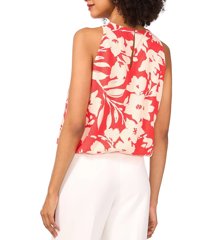 Vince Camuto Sleeveless Crew Neckline Balloon Hem Linen Tank