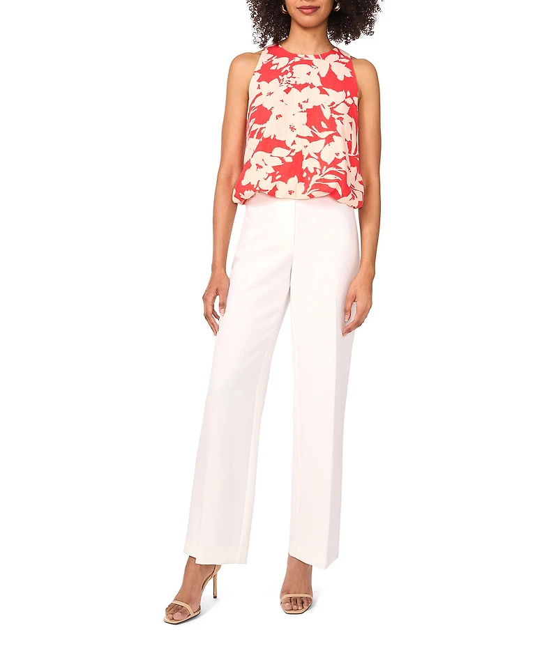 Vince Camuto Sleeveless Crew Neckline Balloon Hem Linen Tank