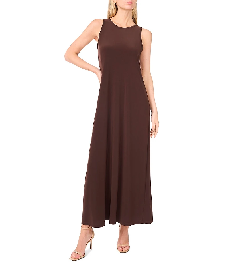 Vince Camuto Sleeveless Keyhole Back Crew Neck A-Line Maxi Dress