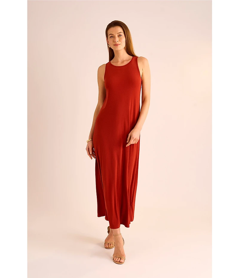 Vince Camuto Sleeveless Keyhole Back Crew Neck A-Line Maxi Dress