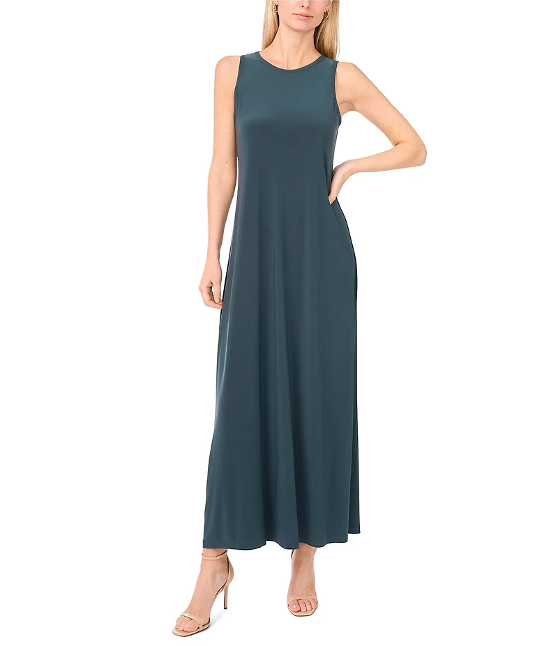Vince Camuto Sleeveless Keyhole Back Crew Neck A-Line Maxi Dress