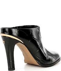 Vince Camuto Solene Croco Print Leather Metal Rand Mules