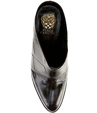 Vince Camuto Solene Croco Print Leather Metal Rand Mules
