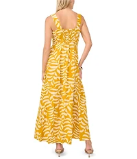 Vince Camuto Square Neck Sleeveless Pro Leaf Maxi Dress