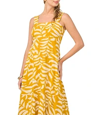 Vince Camuto Square Neck Sleeveless Pro Leaf Maxi Dress