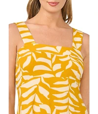 Vince Camuto Square Neck Sleeveless Pro Leaf Maxi Dress