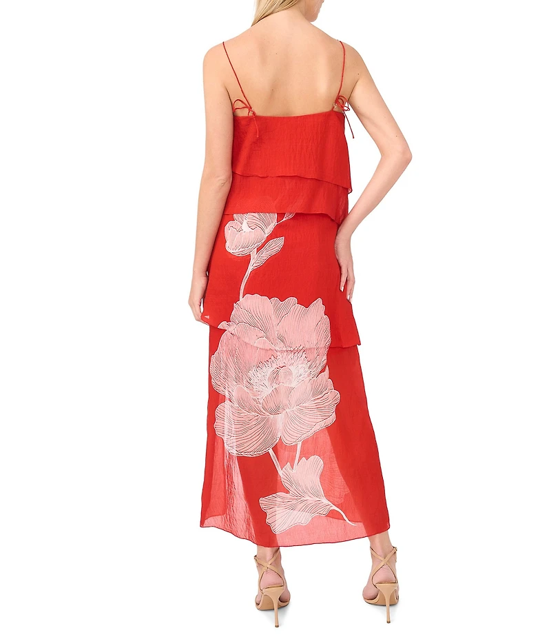 Vince Camuto Square Neck Sleeveless Ruffle Maxi A-Line Dress