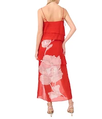 Vince Camuto Square Neck Sleeveless Ruffle Maxi A-Line Dress