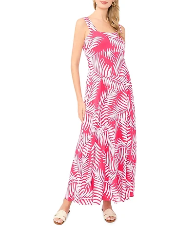Vince Camuto Square Neck Sleeveless Shift Tropical Maxi Dress
