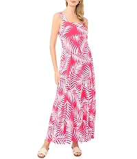 Vince Camuto Square Neck Sleeveless Shift Tropical Maxi Dress