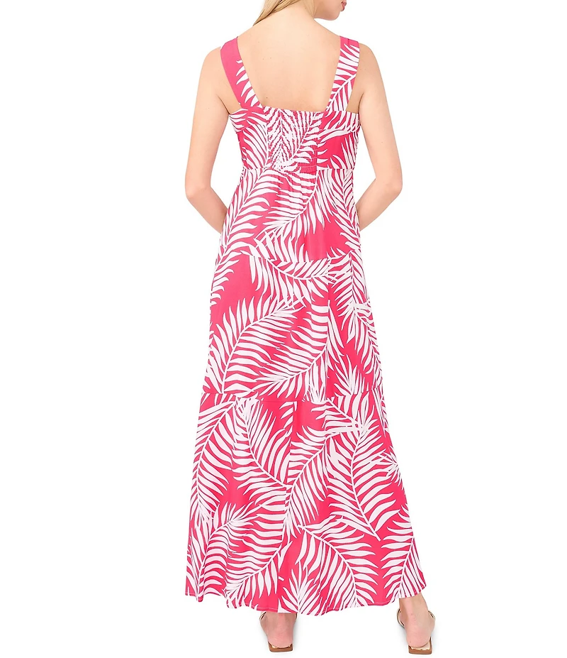 Vince Camuto Square Neck Sleeveless Shift Tropical Maxi Dress