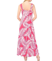 Vince Camuto Square Neck Sleeveless Shift Tropical Maxi Dress