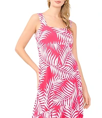 Vince Camuto Square Neck Sleeveless Shift Tropical Maxi Dress
