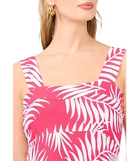 Vince Camuto Square Neck Sleeveless Shift Tropical Maxi Dress