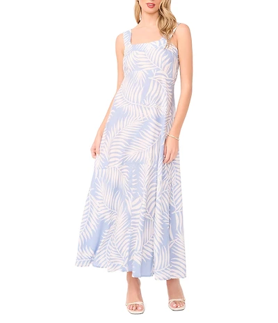 Vince Camuto Square Neck Sleeveless Shift Tropical Maxi Dress