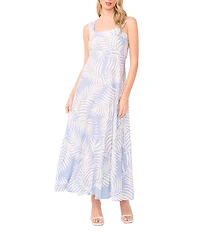 Vince Camuto Square Neck Sleeveless Shift Tropical Maxi Dress