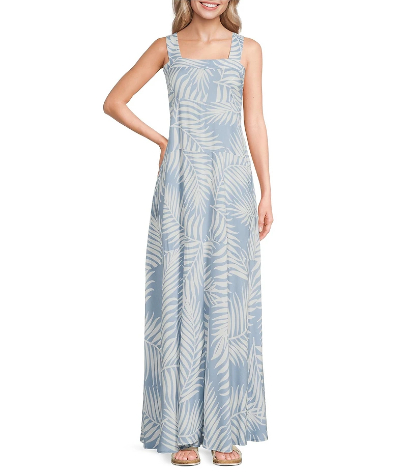 Vince Camuto Square Neck Sleeveless Shift Tropical Maxi Dress
