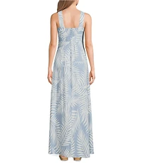 Vince Camuto Square Neck Sleeveless Shift Tropical Maxi Dress