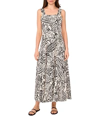 Vince Camuto Square Neck Sleeveless Tiered Maxi A-Line Dress