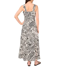 Vince Camuto Square Neck Sleeveless Tiered Maxi A-Line Dress