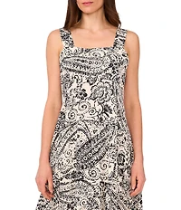 Vince Camuto Square Neck Sleeveless Tiered Maxi A-Line Dress