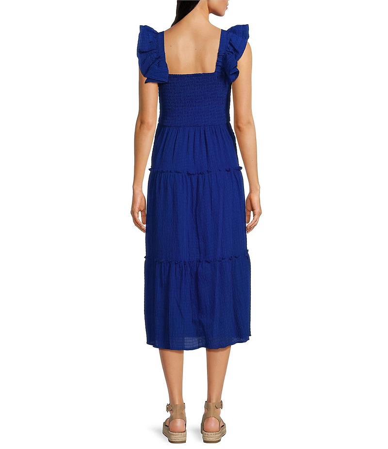 Vince Camuto Square Neck Sleeveless Tiered Midi Dress