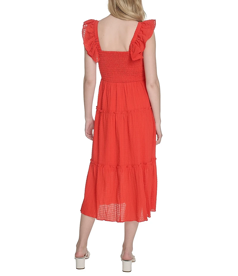 Vince Camuto Square Neck Sleeveless Tiered Midi Dress