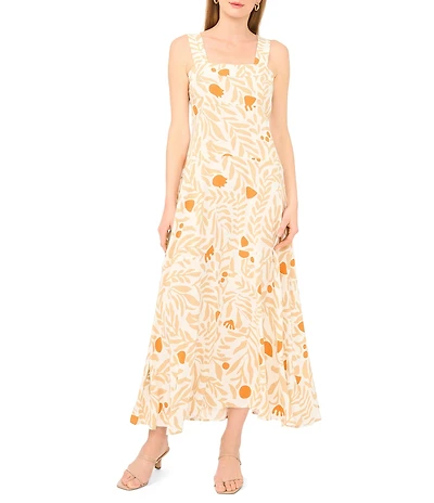 Vince Camuto Square Neck Smocked Back Maxi Dress