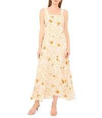 Vince Camuto Square Neck Smocked Back Maxi Dress