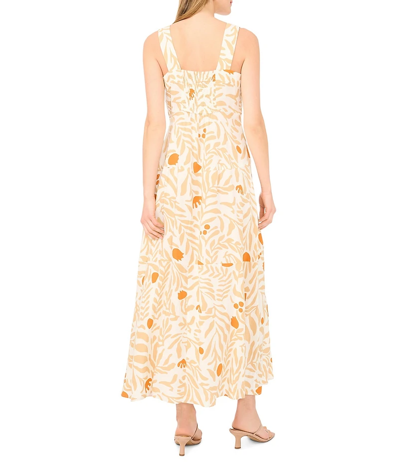 Vince Camuto Square Neck Smocked Back Maxi Dress