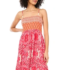 Vince Camuto Square Neck Smocked Bodice Maxi Dress