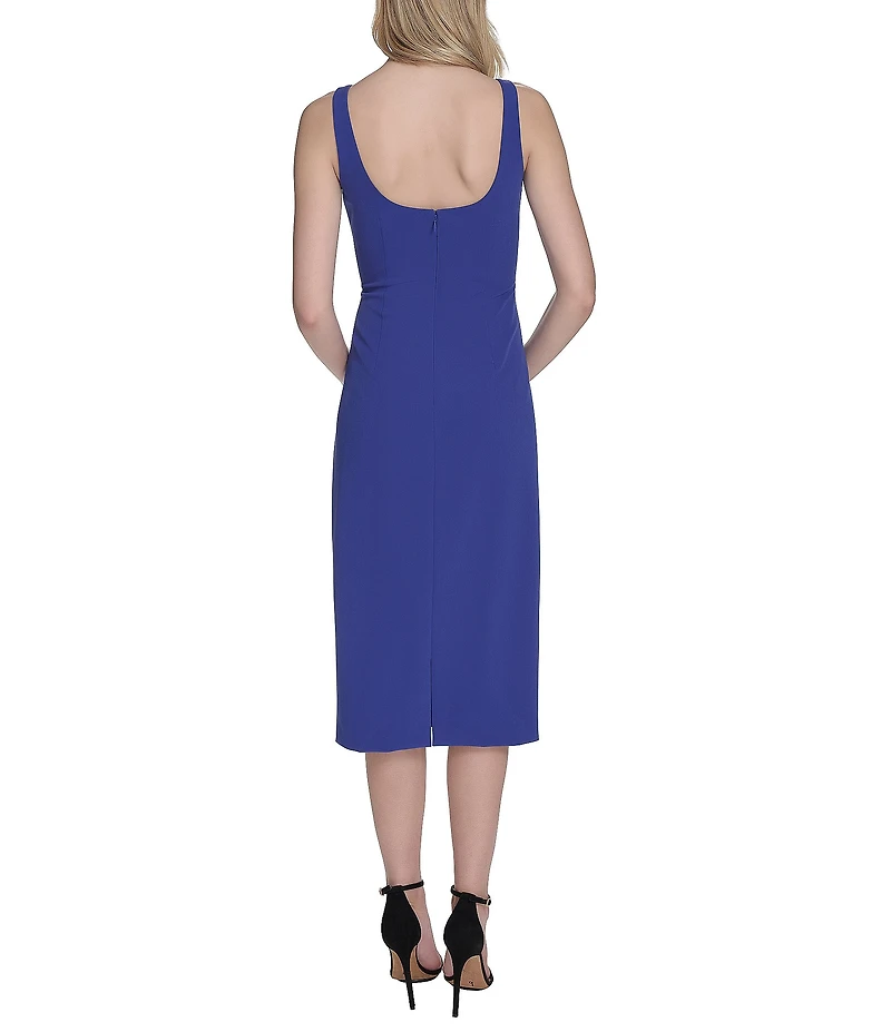 Vince Camuto Square Neckline Sleeveless Midi Sheath Dress