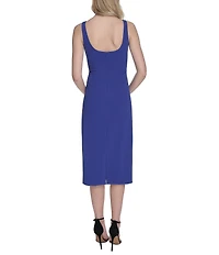 Vince Camuto Square Neckline Sleeveless Midi Sheath Dress