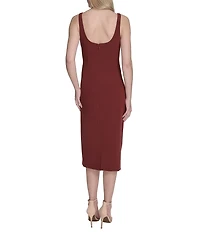 Vince Camuto Square Neckline Sleeveless Midi Sheath Dress