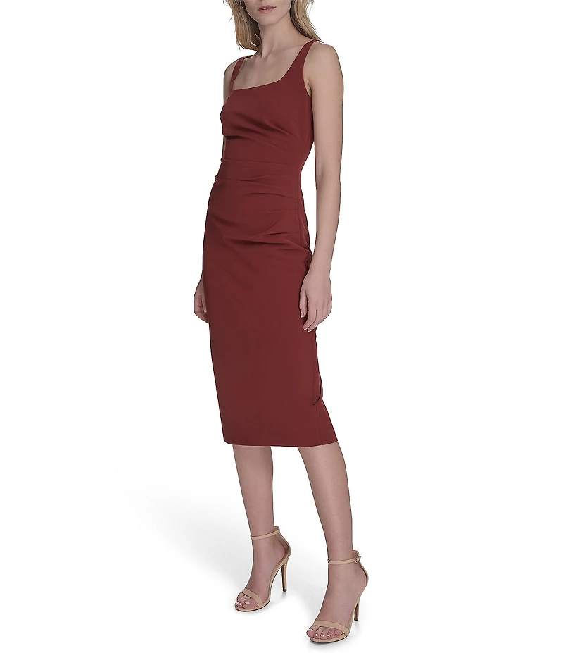 Vince Camuto Square Neckline Sleeveless Midi Sheath Dress