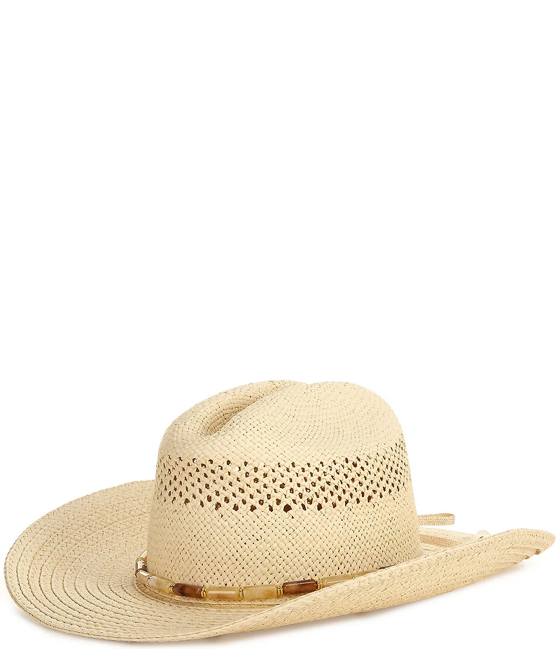 Vince Camuto Stone Trim Straw Cowboy Hat