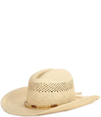 Vince Camuto Stone Trim Straw Cowboy Hat
