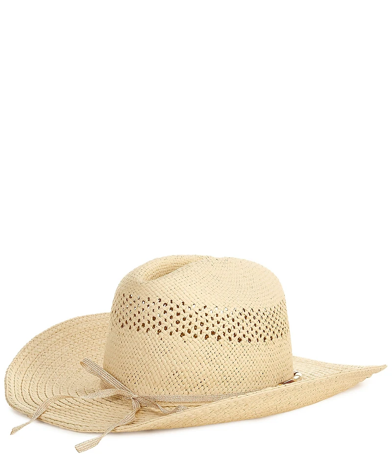 Vince Camuto Stone Trim Straw Cowboy Hat
