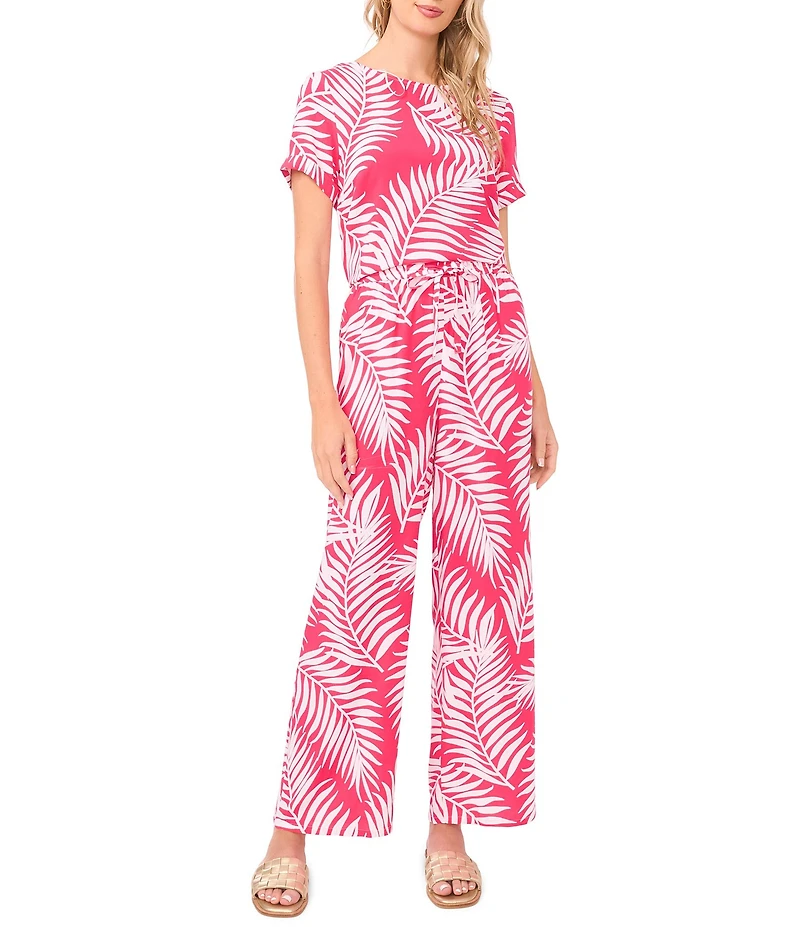 Vince Camuto Straight Leg Elastic Waist Printed Pants