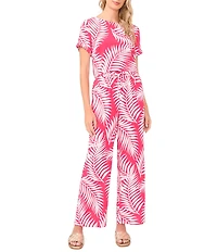 Vince Camuto Straight Leg Elastic Waist Printed Pants