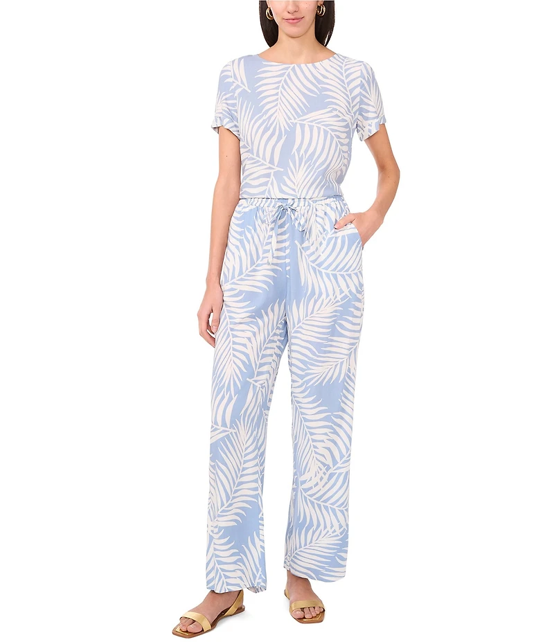 Vince Camuto Straight Leg Elastic Waist Printed Pants