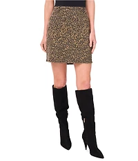 Vince Camuto Stretch Denim Leopard Print Mini Skirt