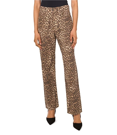 Vince Camuto Stretch Denim Leopard Print Wide Leg Jeans