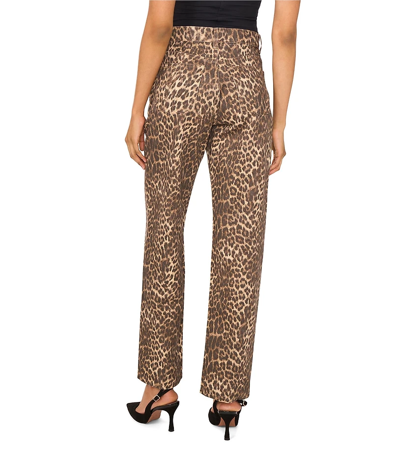 Vince Camuto Stretch Denim Leopard Print Wide Leg Jeans