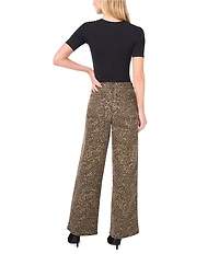 Vince Camuto Stretch Denim Leopard Print Wide Leg Jeans