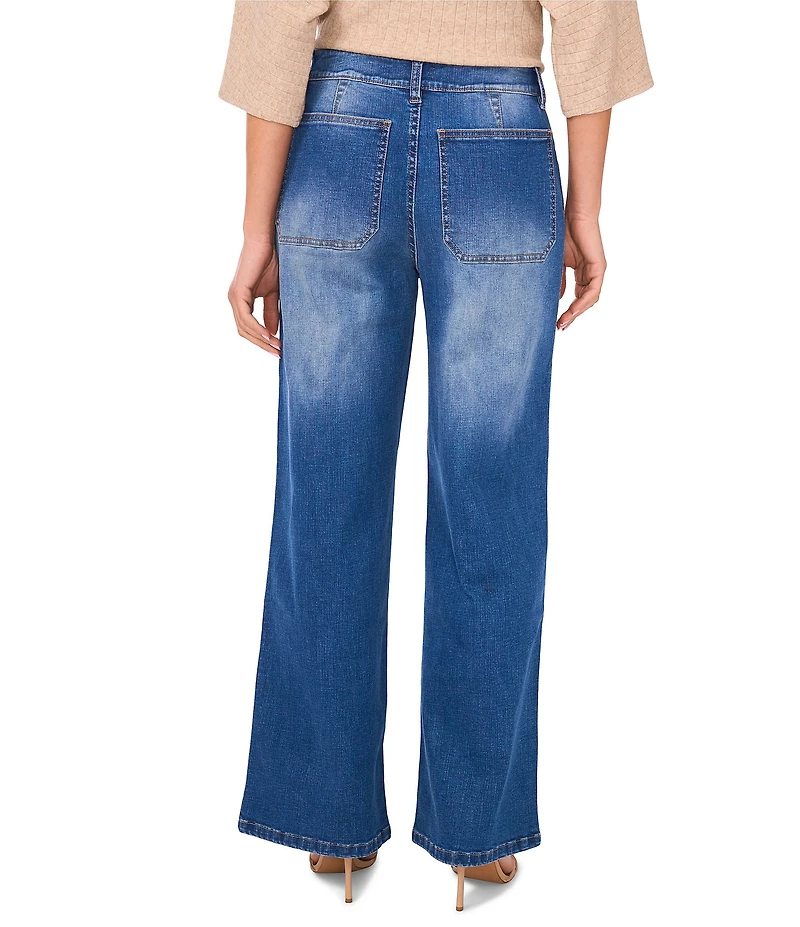Vince Camuto Stretch Denim Wide Leg Patch Pocket Jeans