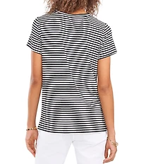 Vince Camuto Striped Crew Neck Short Sleeve Knit Tee Shirt